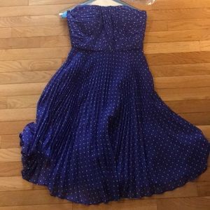 Strapless polka dot midi dress